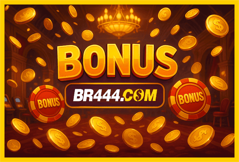 Imagem promovendo bônus BR444 com recompensas imperdíveis.
